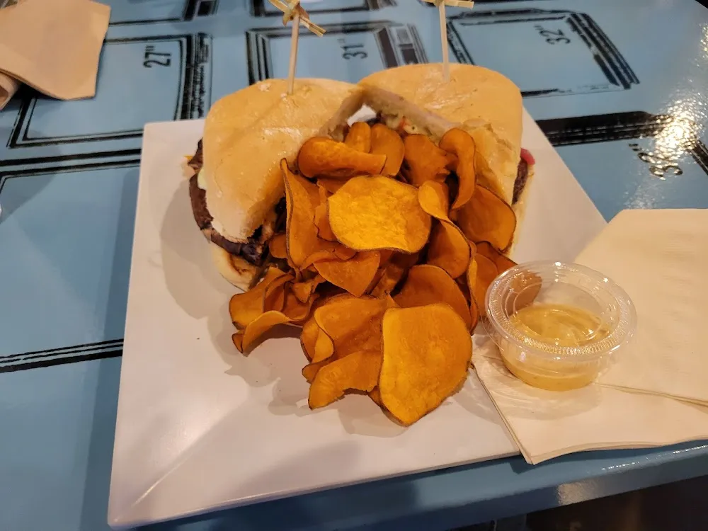 Portobello Sandwich with Homemade Sweet Potato Chips